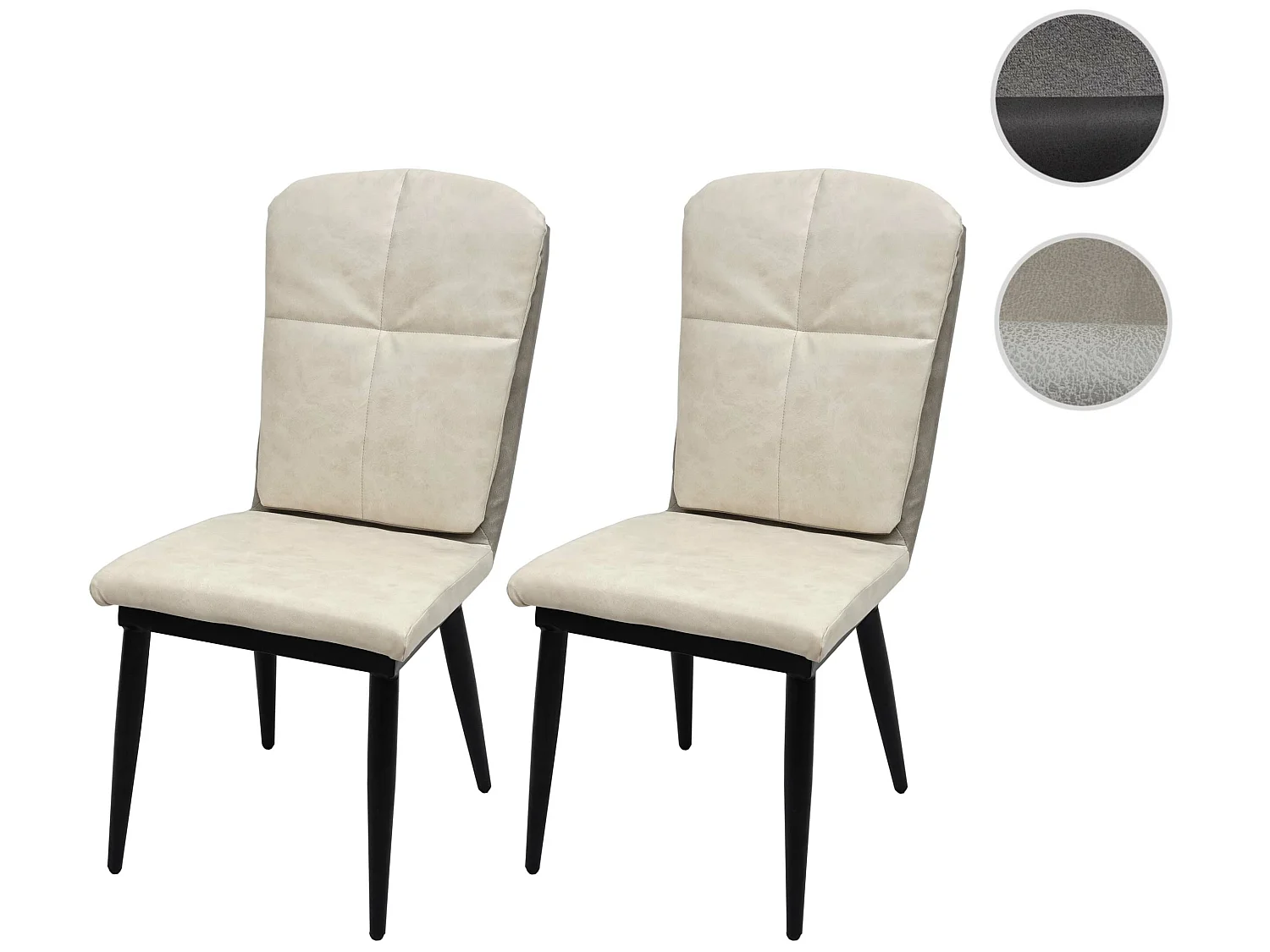 Chaise de salle à manger MCW-G42 (lot de 2),  similicuir, gris crème