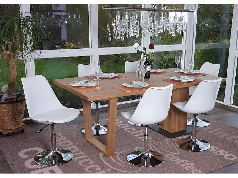 Eetkamerstoel Vaasa T501 (set van 6),  wit, voet chroom