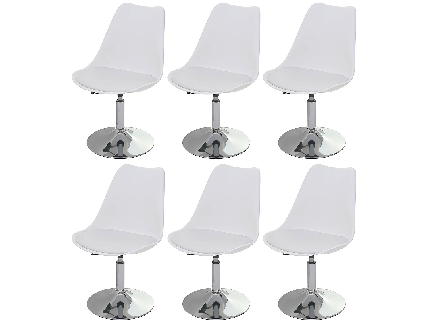 Eetkamerstoel Vaasa T501 (set van 6),  wit, voet chroom