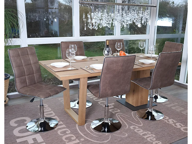 Set 6x sedie soggiorno eleganti MCW-C41 design moderno tessuto sala pranzo marrone