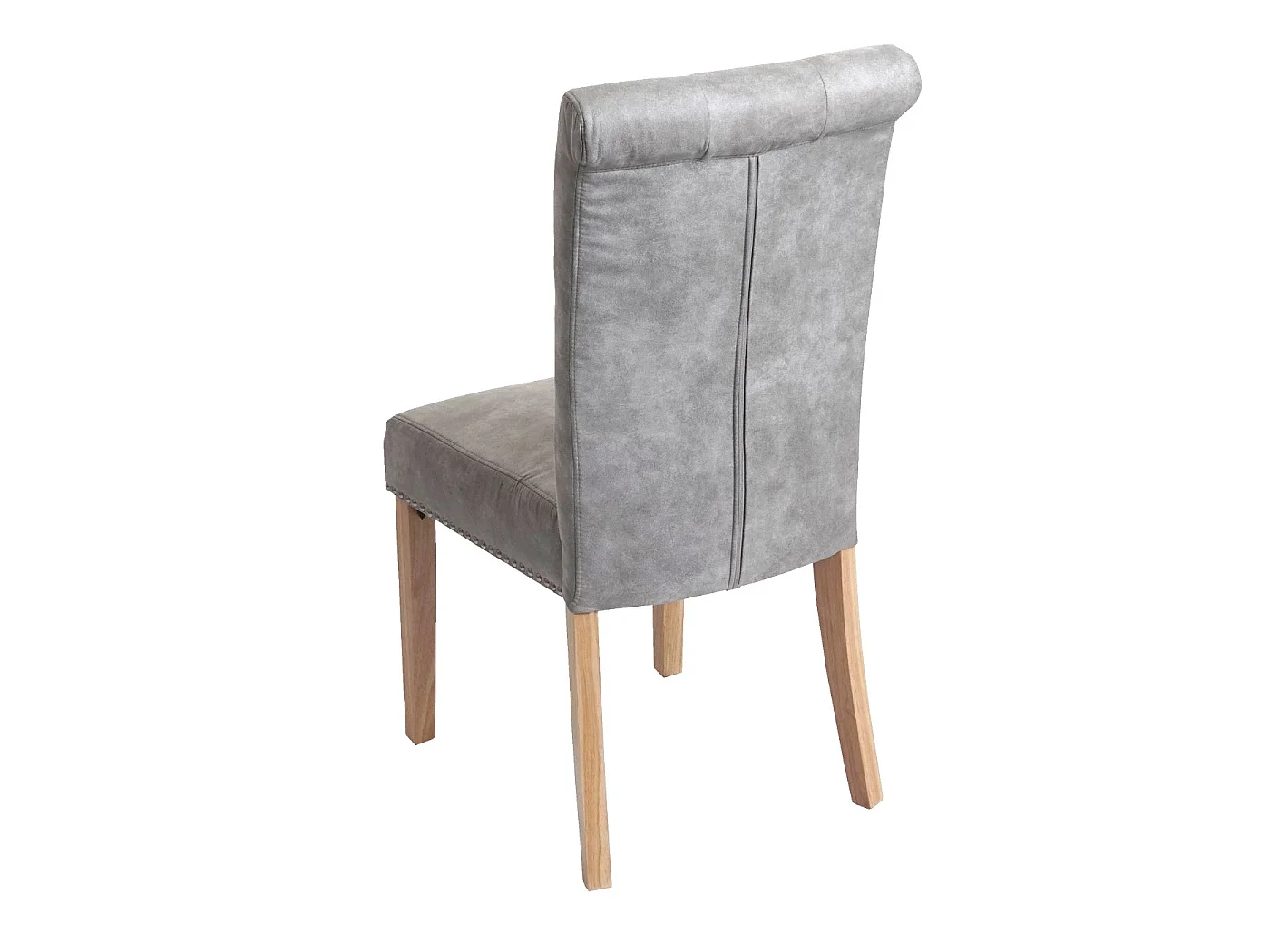 Chesterfield II eetkamerstoel (set van 2),  stof/textiel lichtgrijs, lichte poten