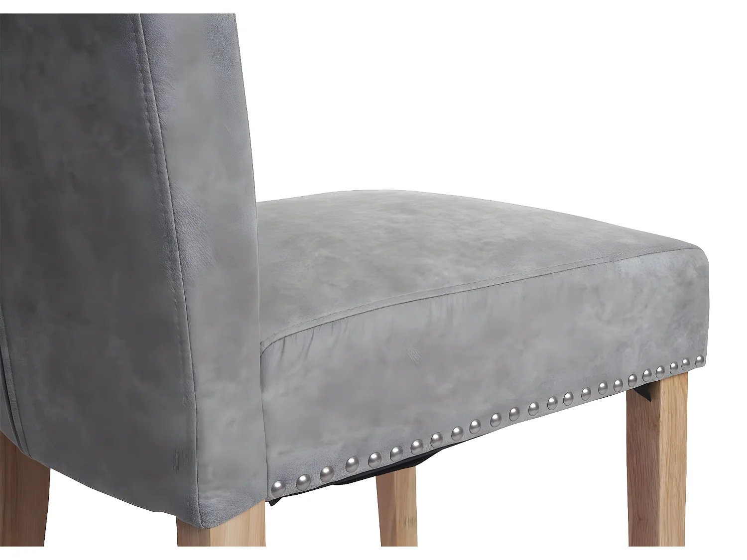 Chesterfield II eetkamerstoel (set van 2),  stof/textiel lichtgrijs, lichte poten