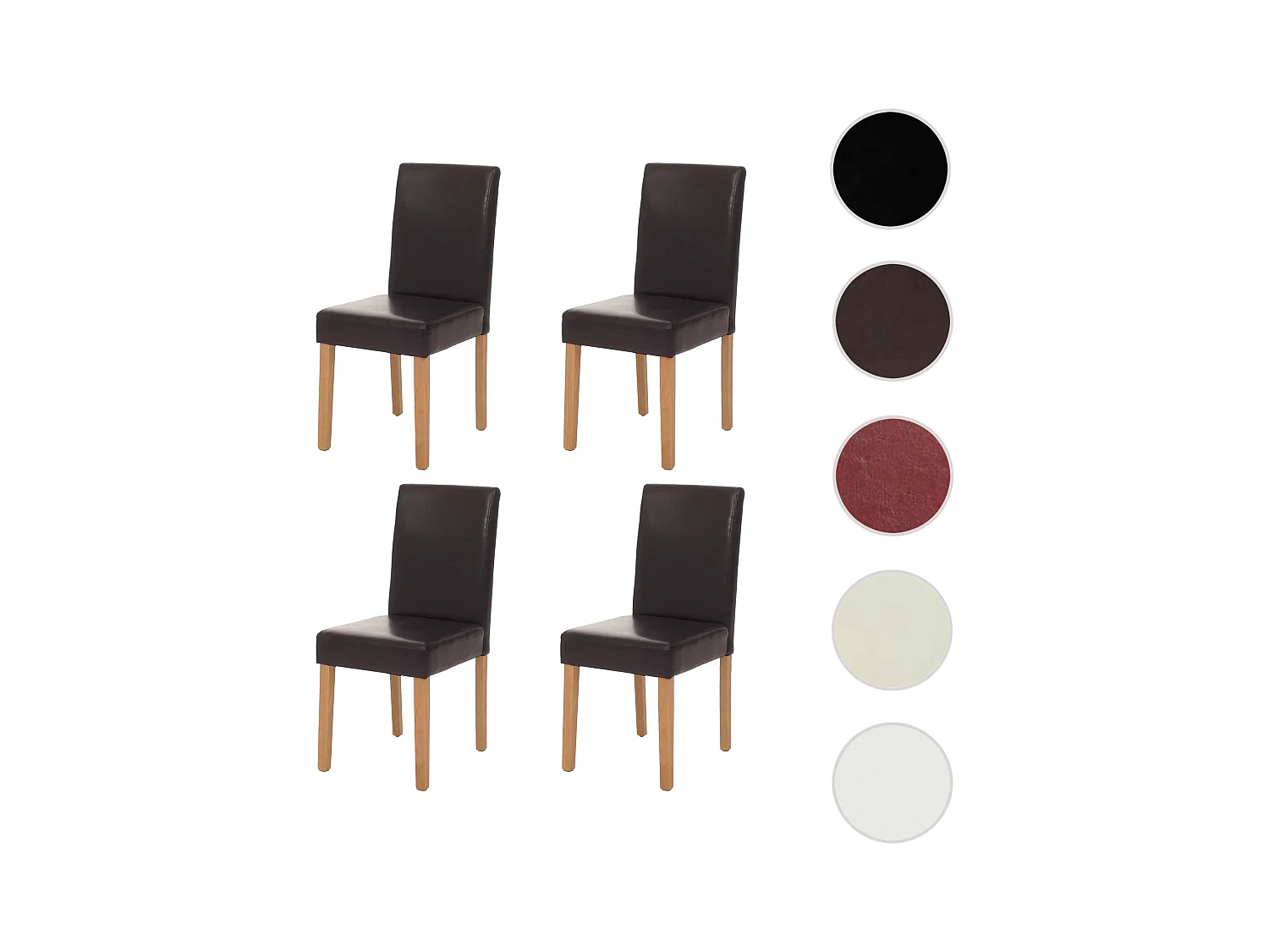 Esszimmerstuhl Littau (4er-Set), Leder, braun helle Beine