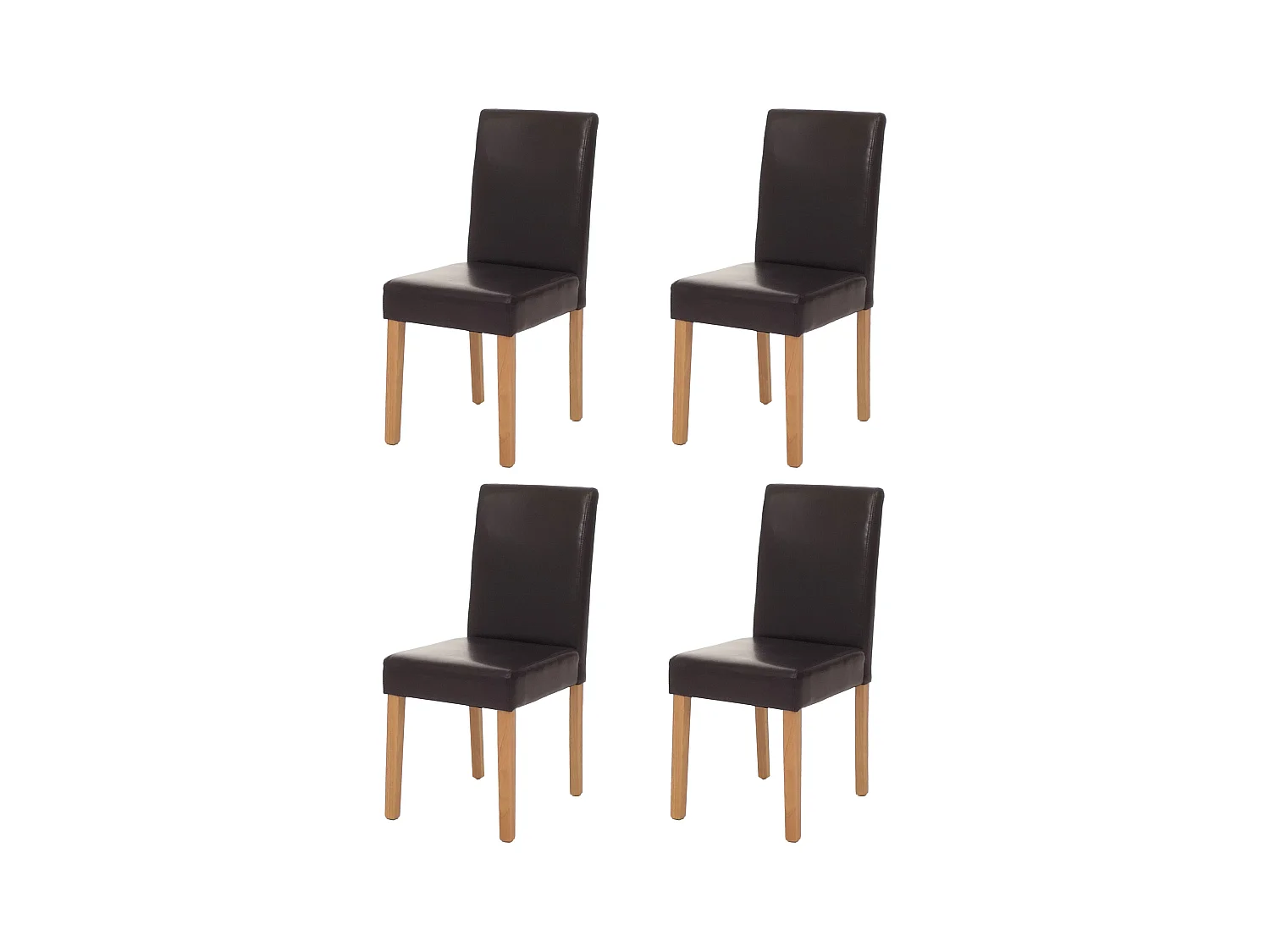 Chaise de salle à manger Littau (lot de 4),  cuir reconstitué, marron, pieds clairs