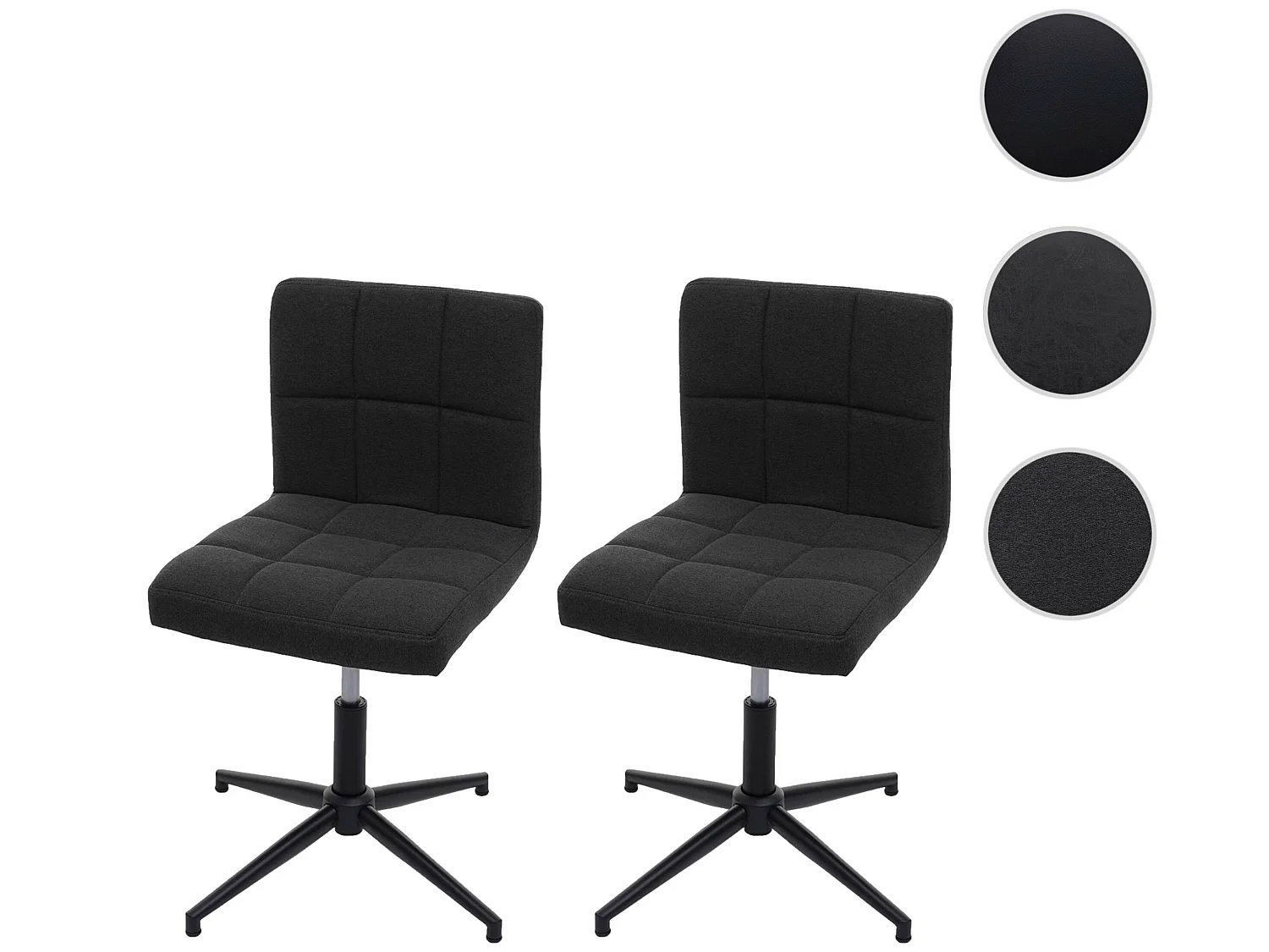 Cadeira de jantar Cadiz II (conjunto de 2),  tecido/têxtil cinzento escuro, base preta