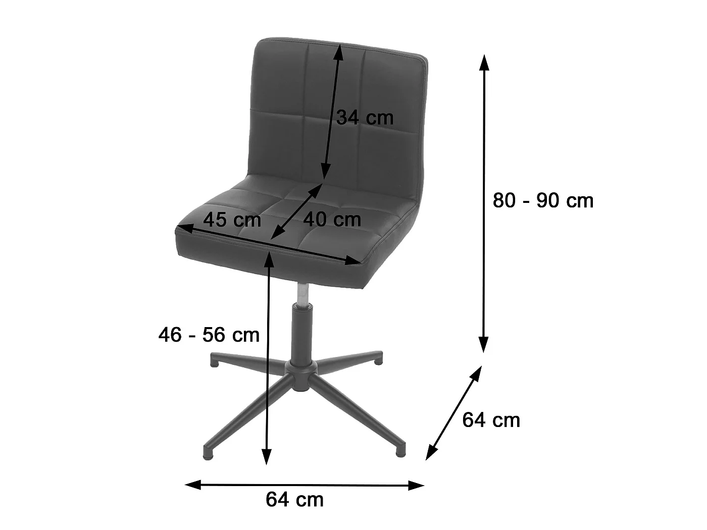 Chaise de salle à manger Cadiz II (lot de 2),  tissu/textile gris foncé, pied noir