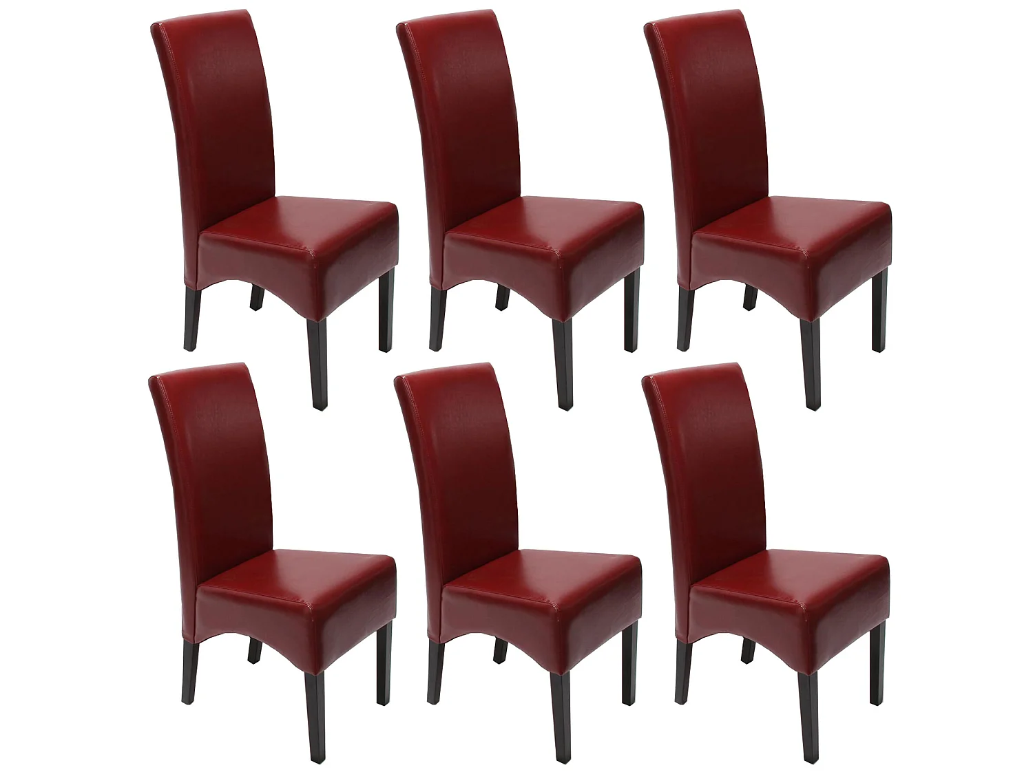 Eetkamerstoel Crotone (set van 6),  rood, donkere poten