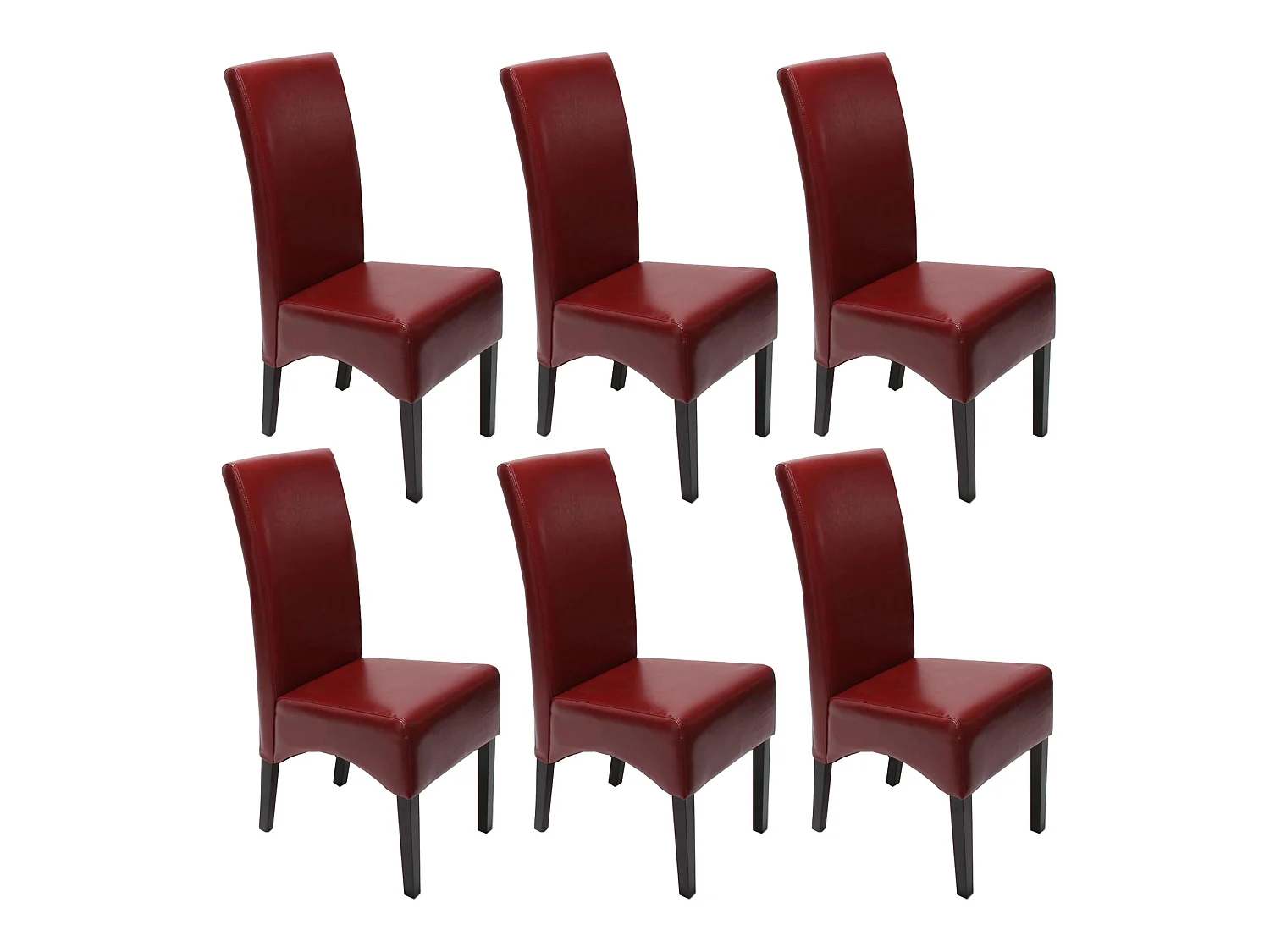 Set 6x sedie soggiorno moderno elegante Latina pelle per sala da pranzo rosso gambe scure