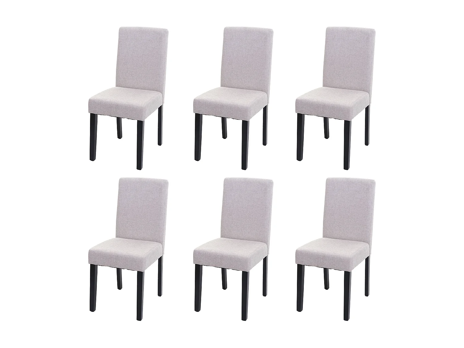 Set 6x sedie Littau tessuto soggiorno cucina sala da pranzo 43x56x90cm avorio beige piedi scuri