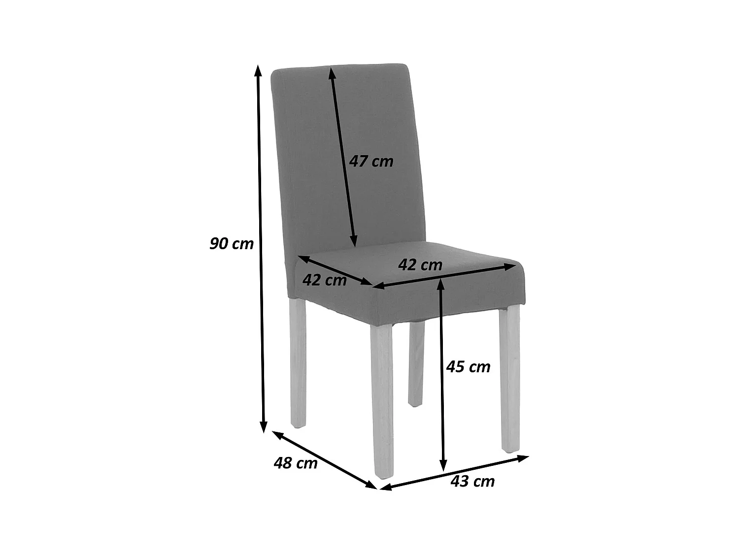 Chaise de salle à manger Littau (lot de 6),  textile, crème-beige, pieds foncés