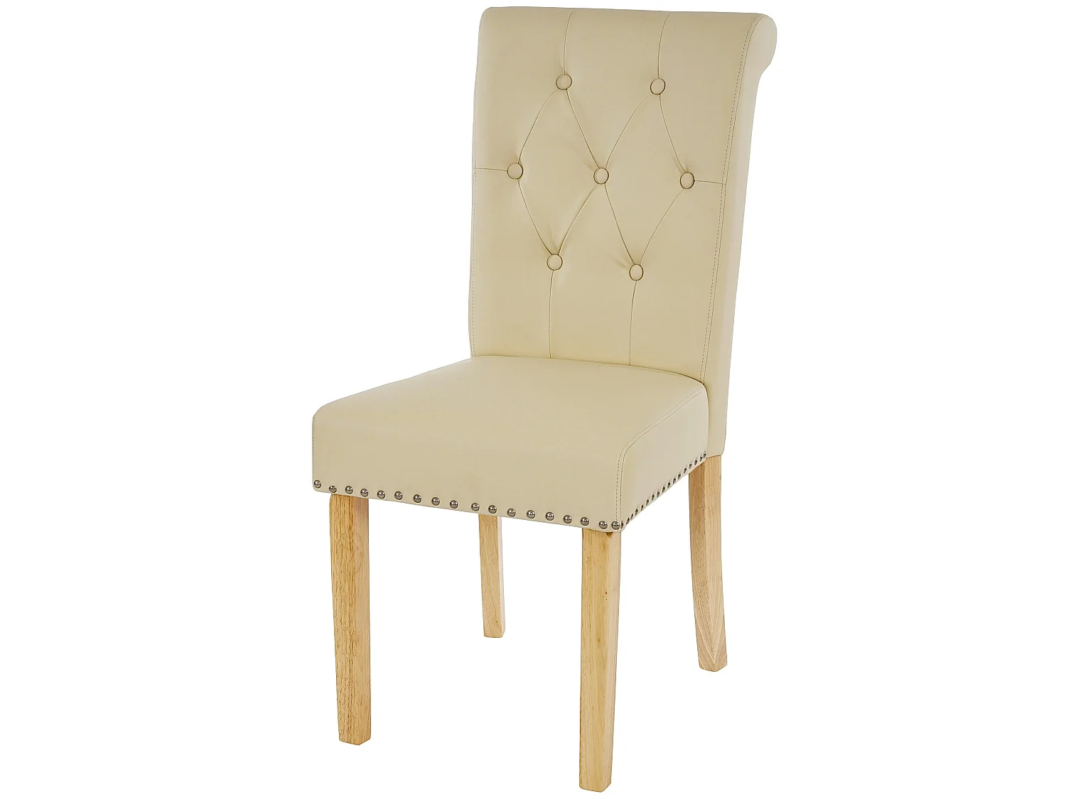 Chaise de salle à manger Chesterfield II (lot de 2),  similicuir crème, pieds clairs