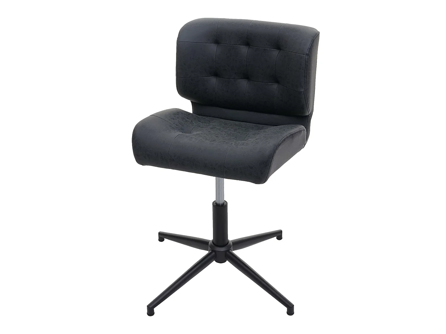 Chaise de salle à manger MCW-H42,  similicuir vintage gris foncé, pied noir