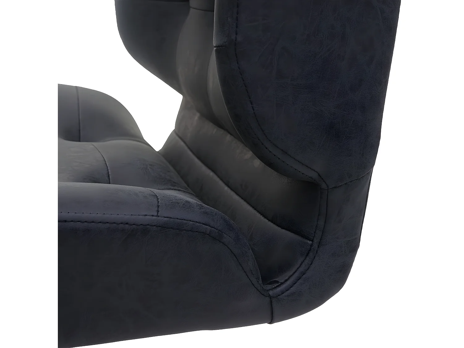 Chaise de salle à manger MCW-H42,  similicuir vintage gris foncé, pied noir