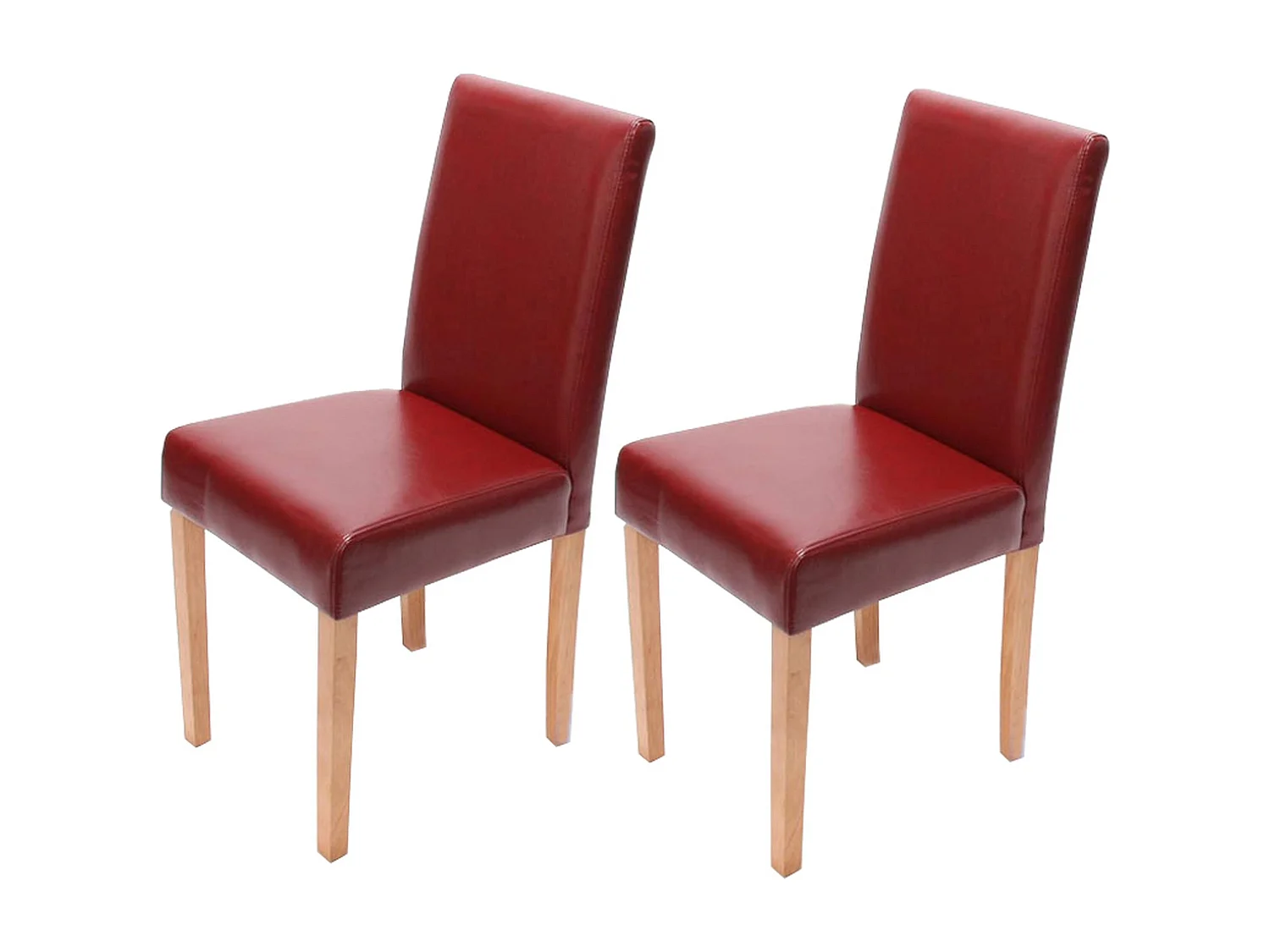 Set 2x sedie Littau pelle soggiorno cucina sala da pranzo 43x56x90cm rosso piedi chiari