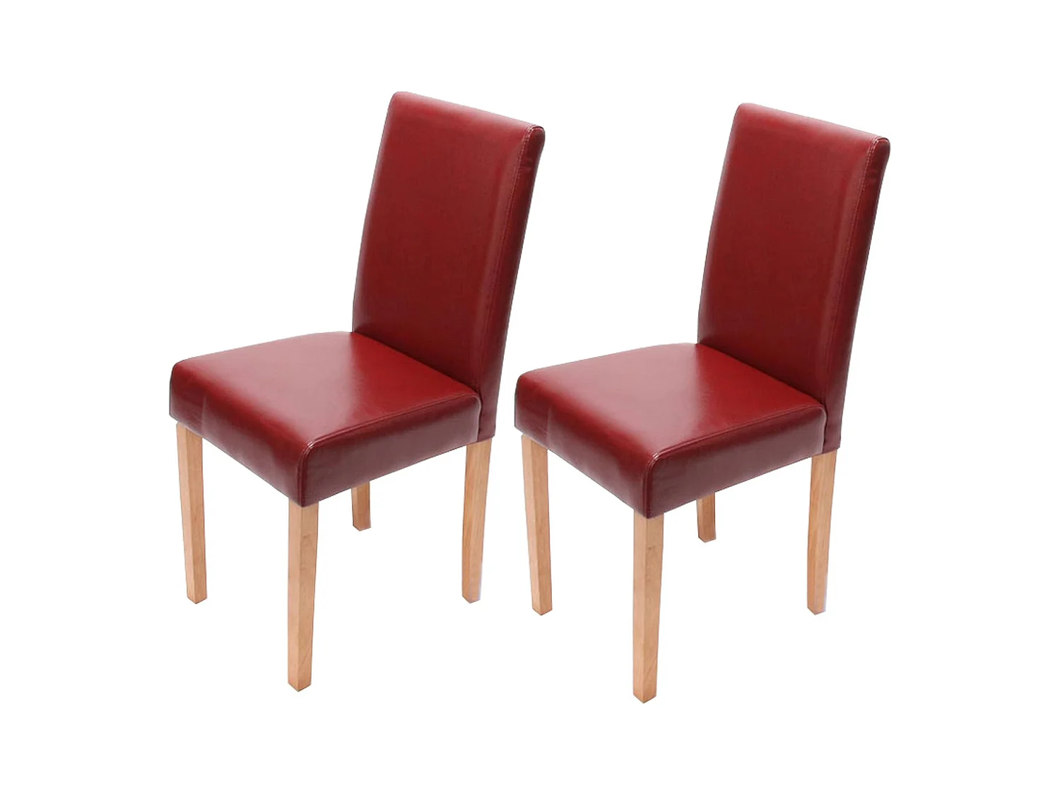 Chaise de salle à manger Littau (lot de 2),  cuir reconstitué rouge, pieds clairs