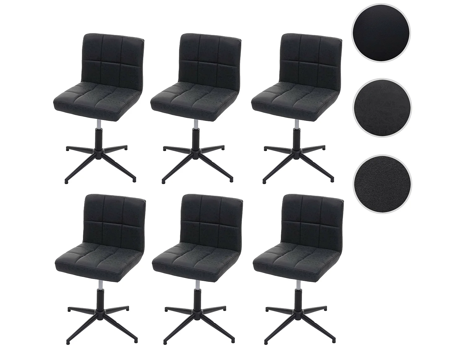 Eetkamerstoel Cadiz II (set van 6),  kunstleer donkergrijs, zwart onderstel