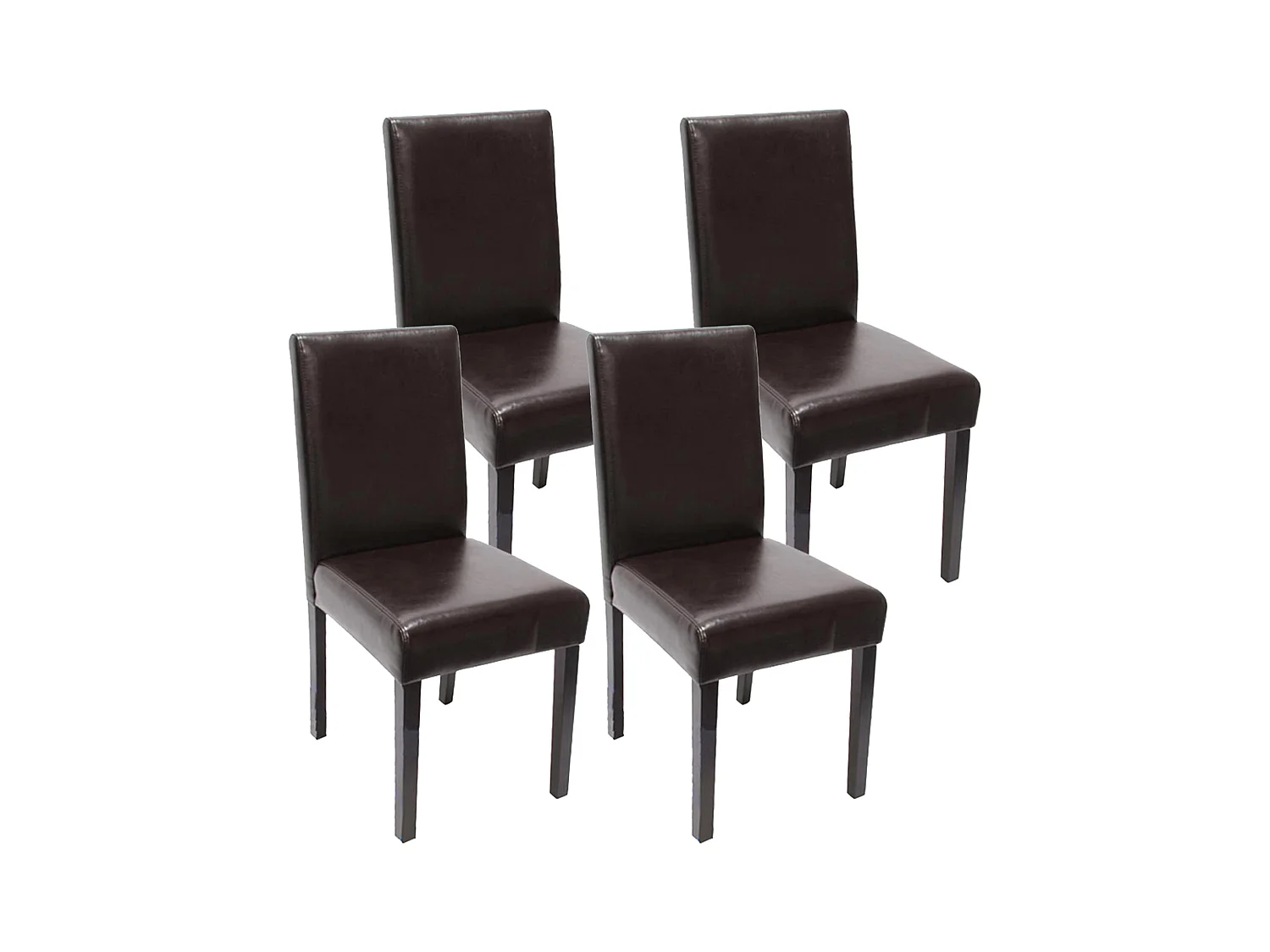 Chaise de salle à manger Littau (lot de 4),  cuir reconstitué, marron, pieds foncés