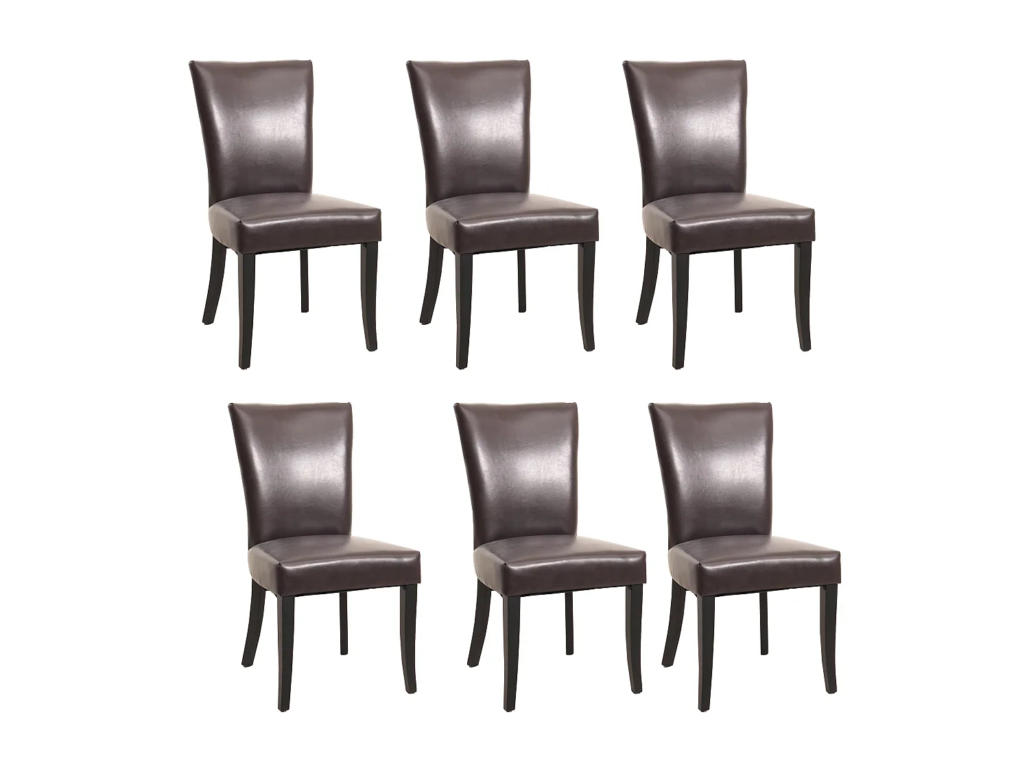Chaise de salle à manger Edinburgh (lot de 6),  similicuir brun foncé, pieds foncés