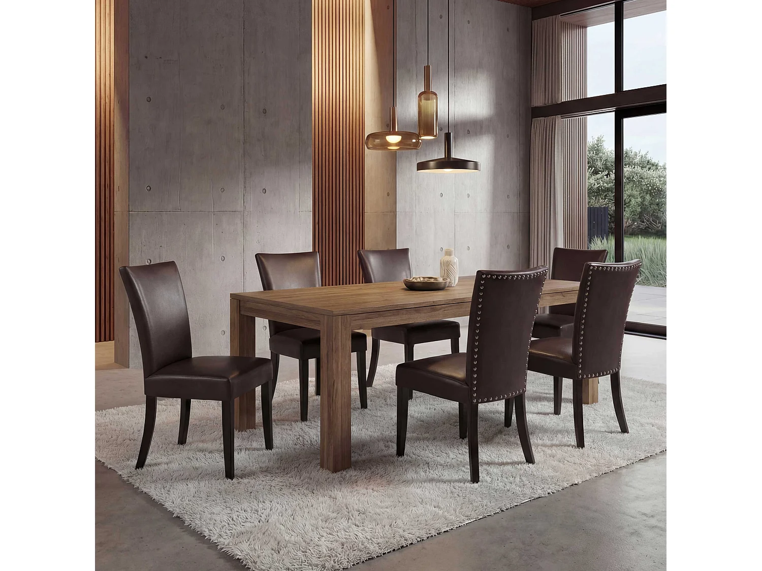 Chaise de salle à manger Edinburgh (lot de 6),  similicuir brun foncé, pieds foncés