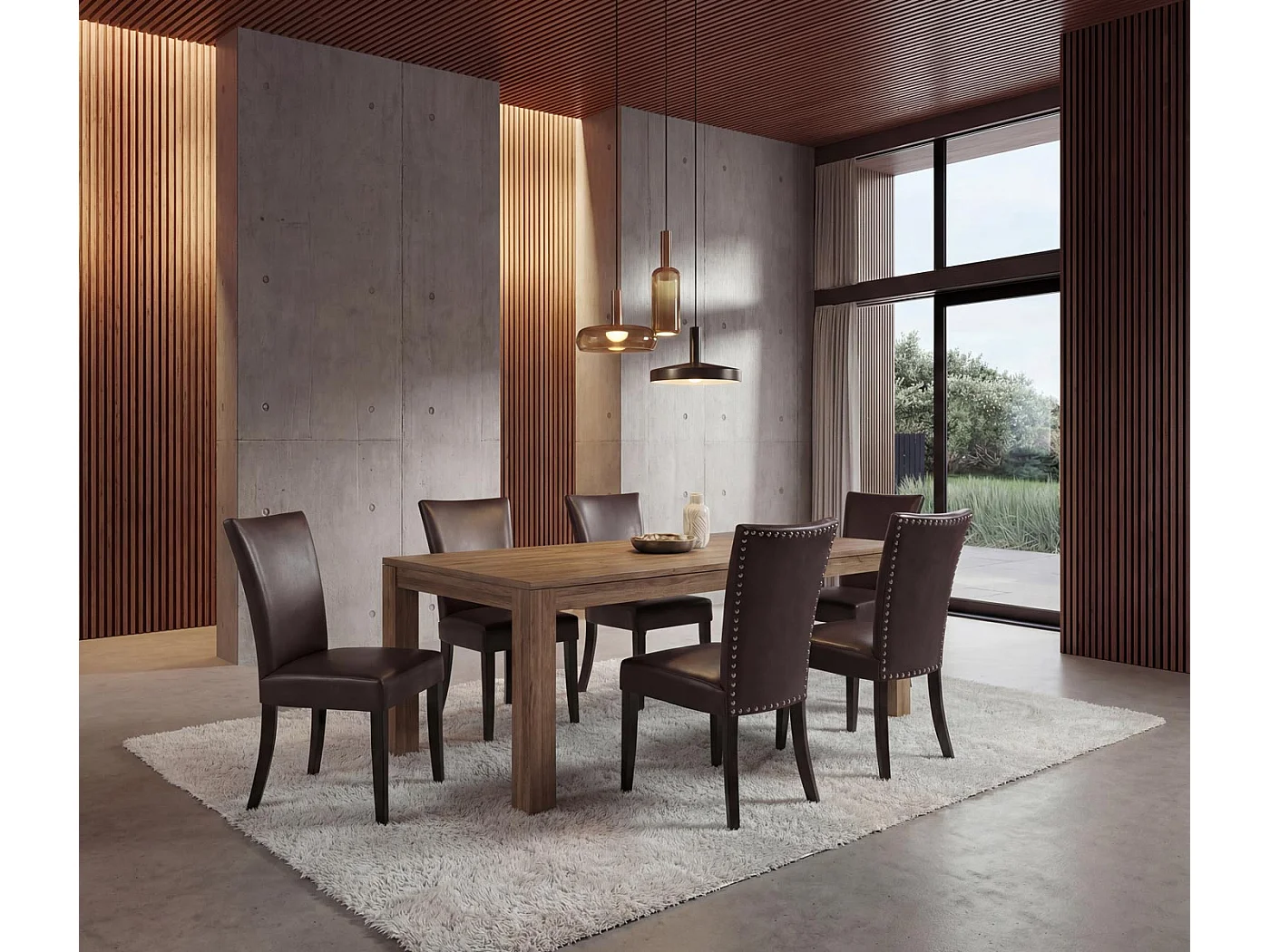 Edinburgh dining chairs (set of 6),  faux leather, brown, dark legs