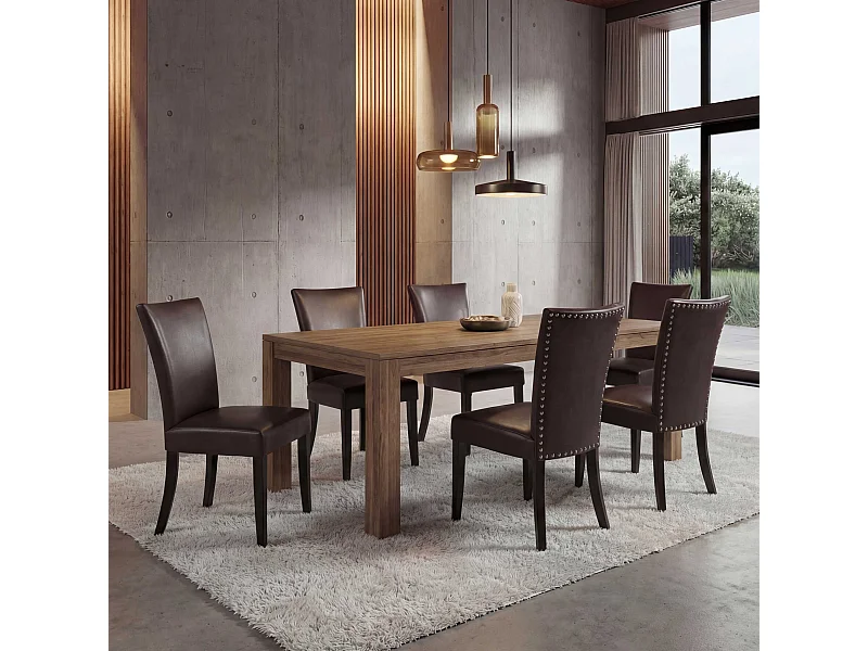 Chaise de salle à manger Edinburgh (lot de 6),  similicuir brun foncé, pieds foncés