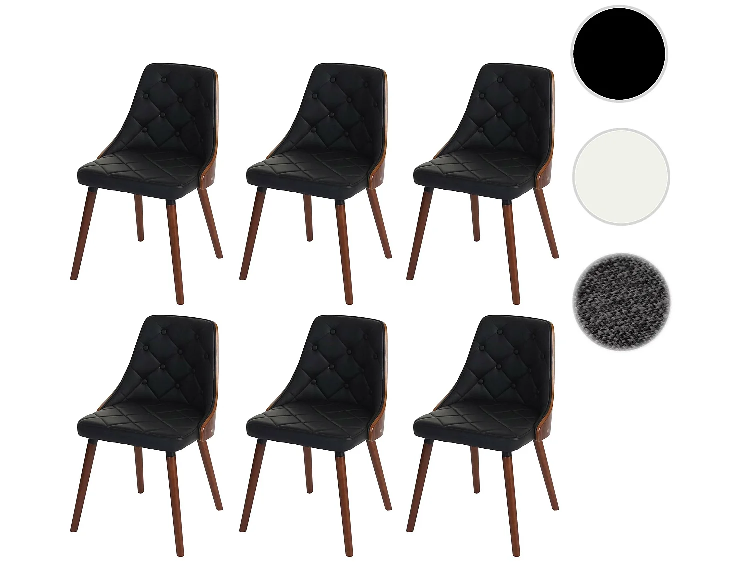 Cadeira de jantar MCW-A75 (conjunto de 6),  couro falso preto