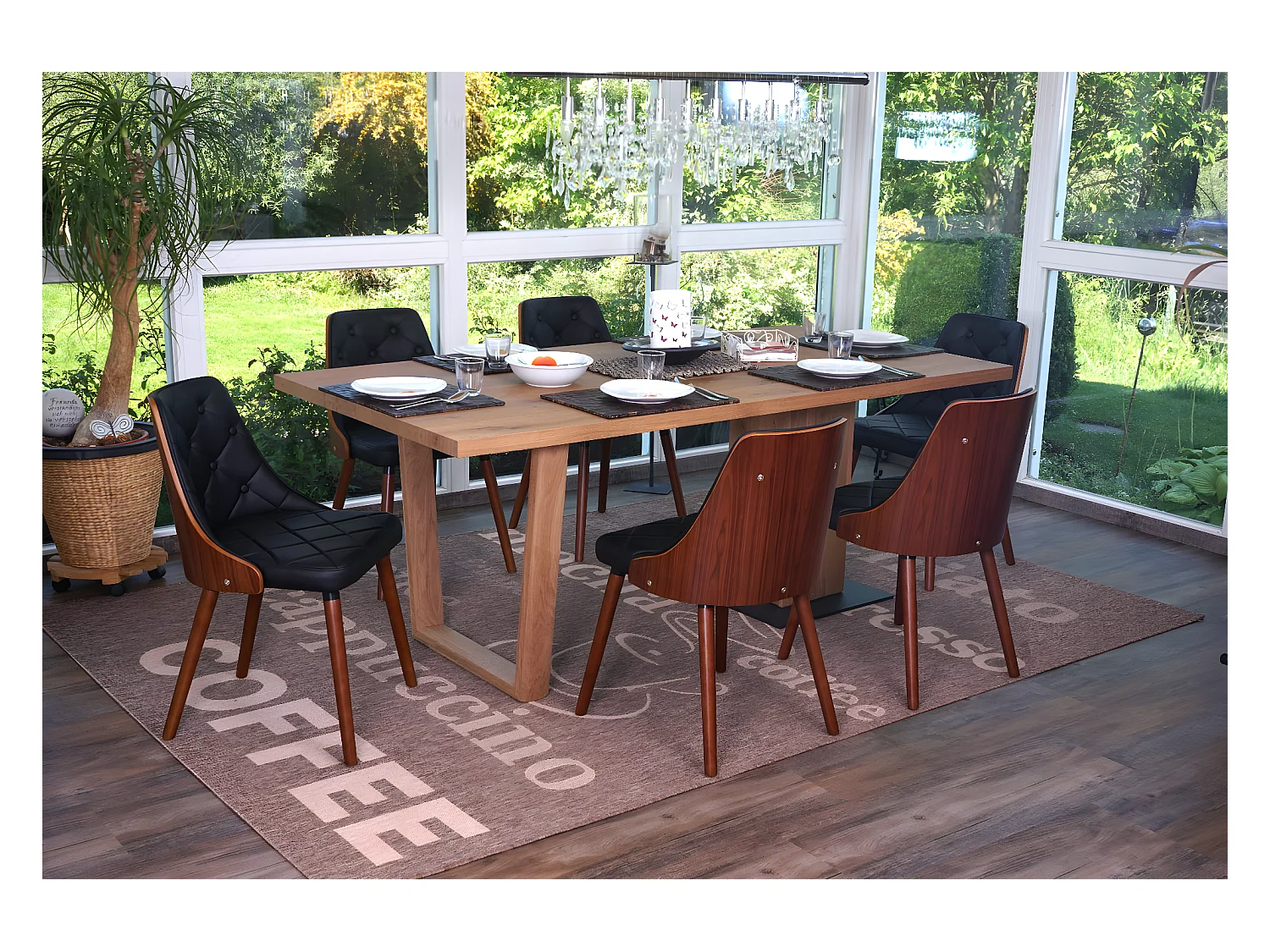 Chaise de salle à manger MCW-A75 (lot de 6),  similicuir, noir