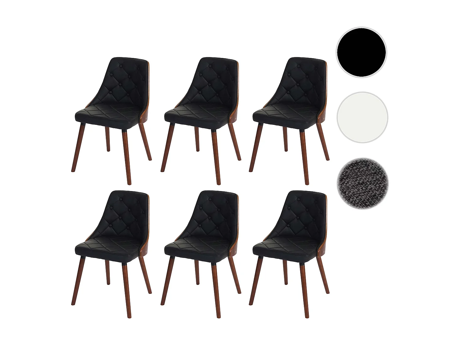 Chaise de salle à manger MCW-A75 (lot de 6),  similicuir, noir