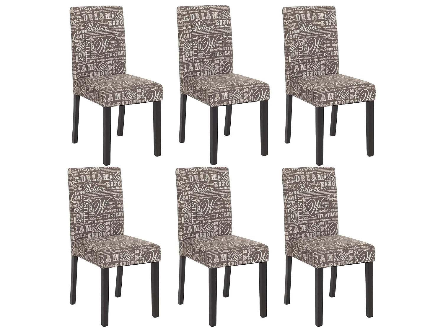 Chaise de salle à manger Littau (lot de 6),  tissu – écriture, gris, pieds foncés