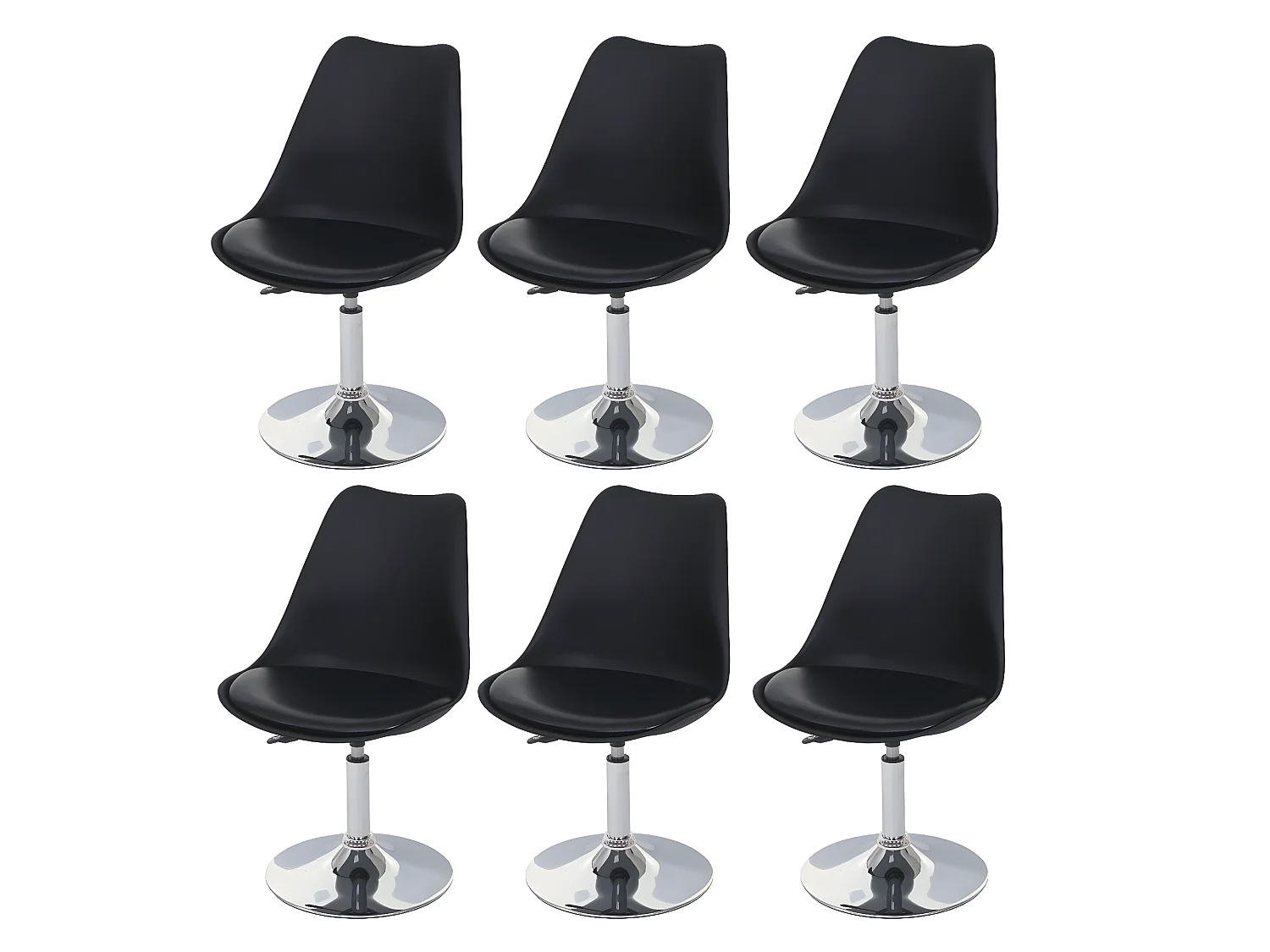 Eetkamerstoel Vaasa T501 (set van 6),  zwart, voet chroom