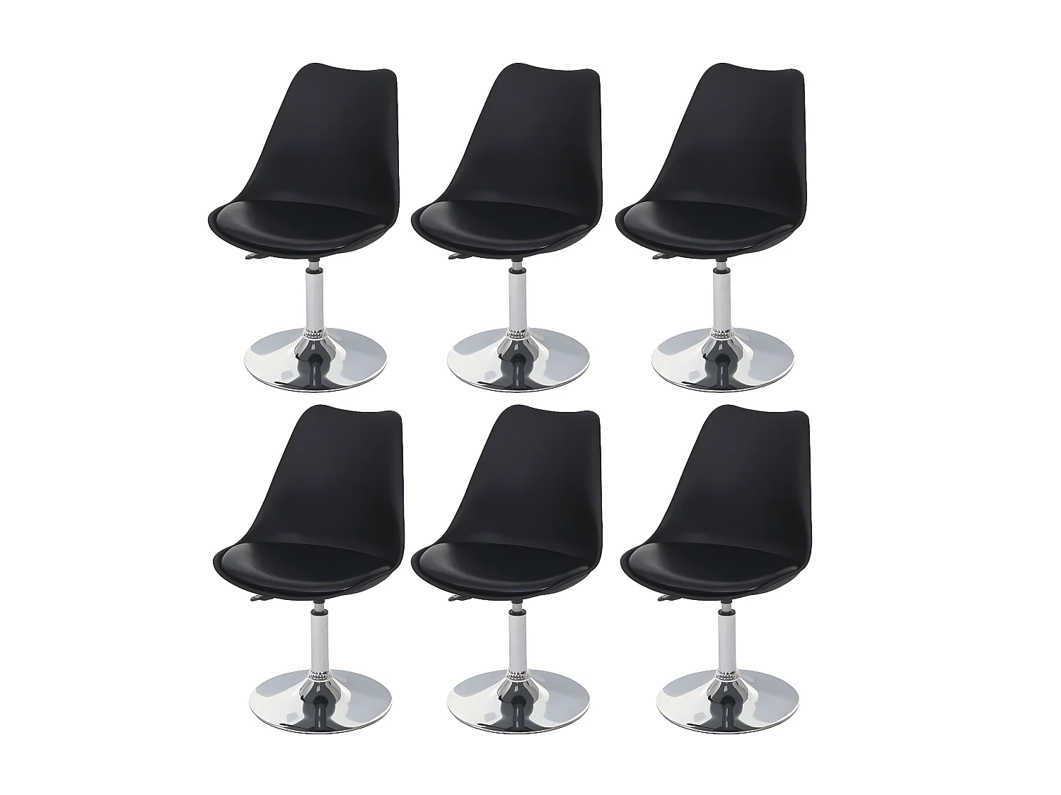 Eetkamerstoel Vaasa T501 (set van 6),  zwart, voet chroom