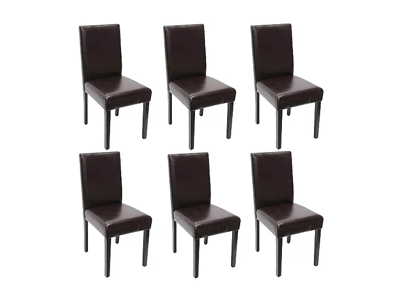 Set 6x sedie Littau pelle soggiorno cucina sala da pranzo 43x56x90cm marrone piedi scuri
