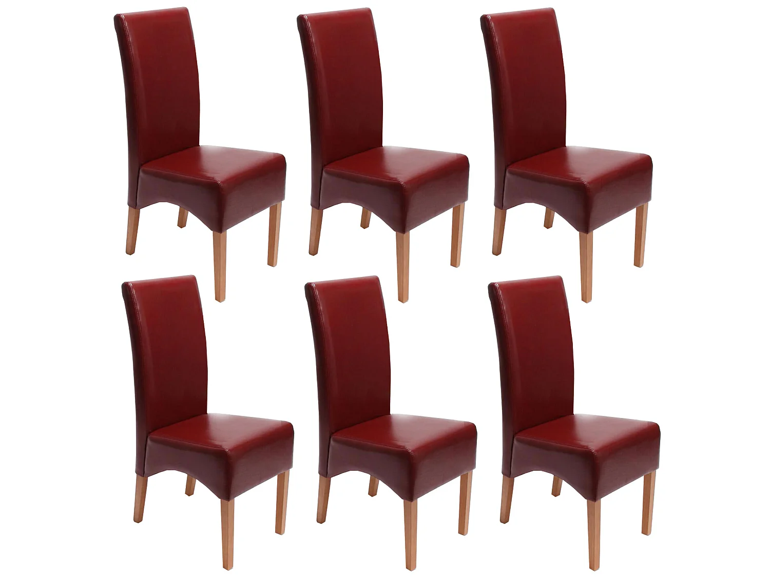 Silla de comedor Crotone (set de 6),  rojo, patas claras