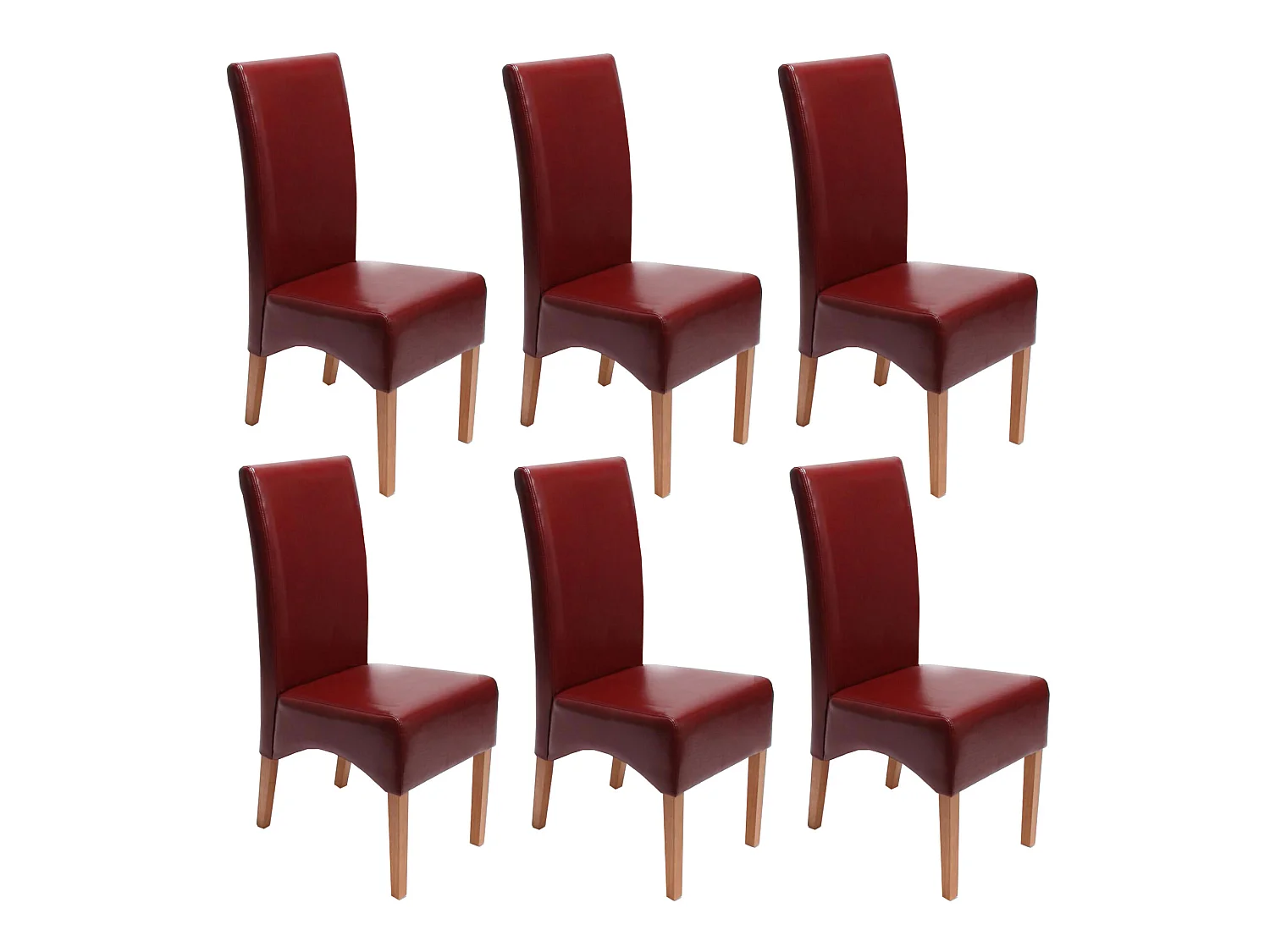 Chaise de salle à manger Crotone (lot de 6),  rouge, pieds clairs