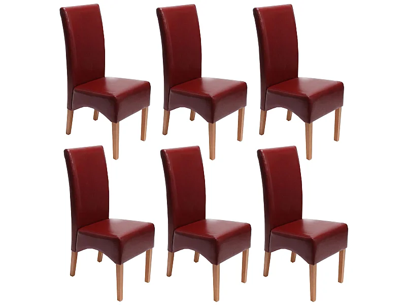 Esszimmerstuhl Crotone (6er-Set), Rot, helle Beine