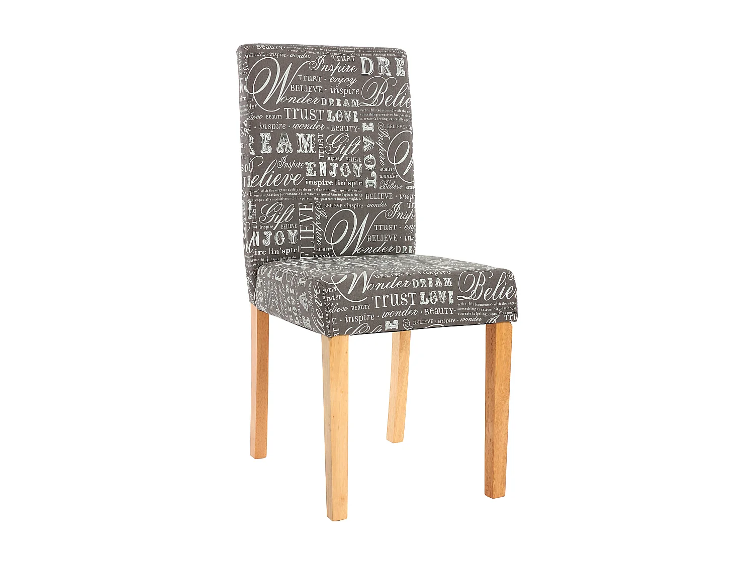 Silla de comedor Littau (juego de 6),  textil con letras, gris, patas claras