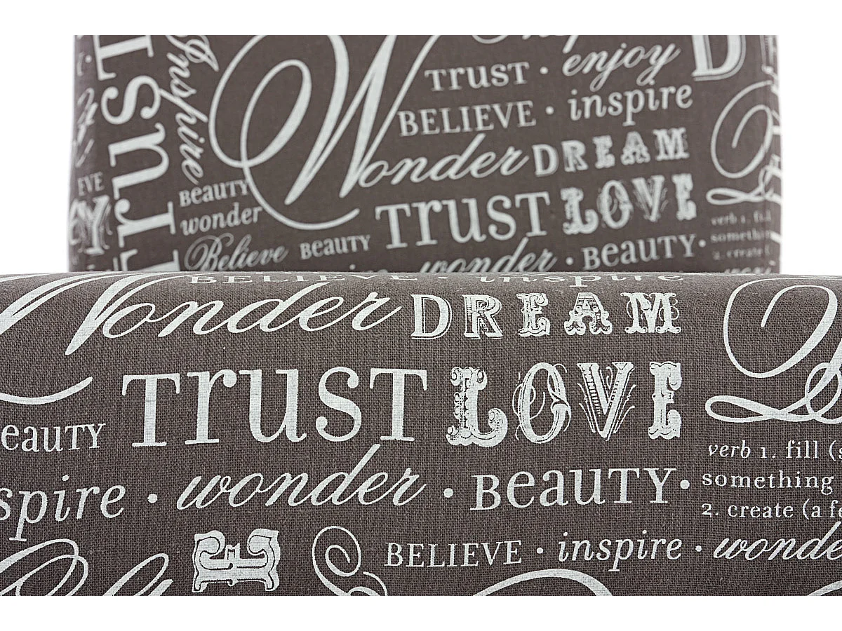 Silla de comedor Littau (juego de 6),  textil con letras, gris, patas claras