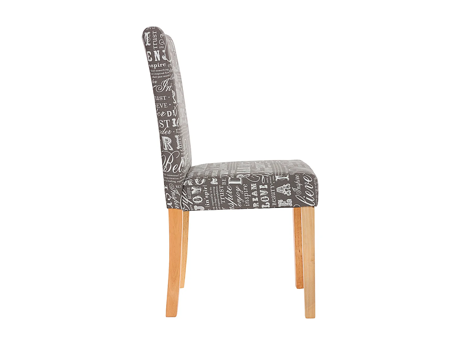 Chaise de salle à manger Littau (lot de 6),  tissu gris words fabric, pieds clairs