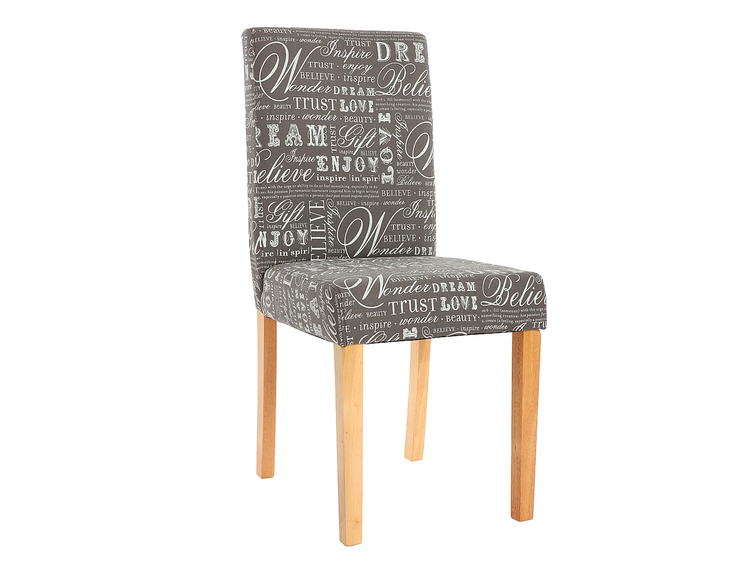 Set 6x sedie Littau soggiorno cucina sala da pranzo 43x56x90cm ~ tessuto grigio con scritte piedi chiari