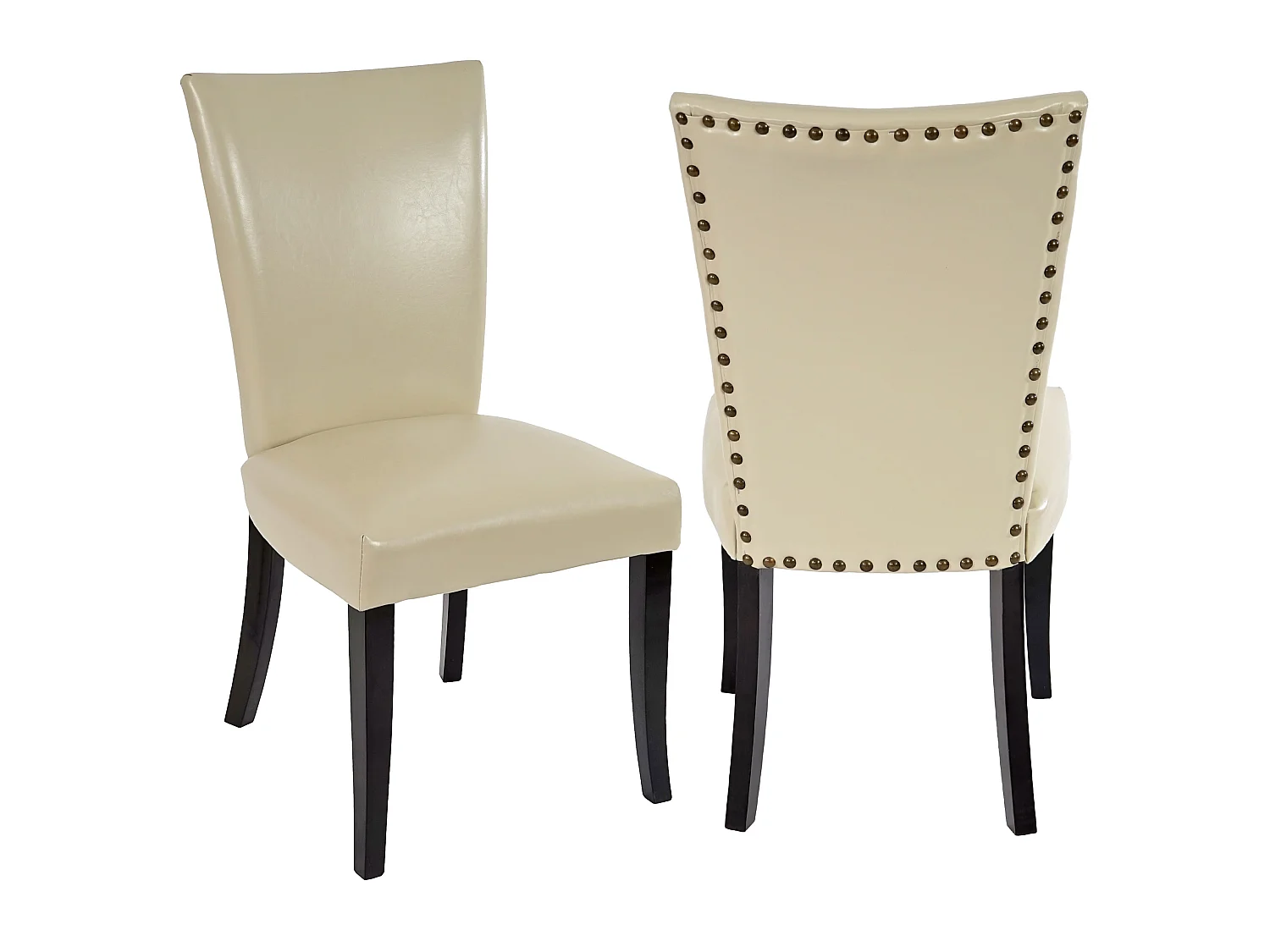 Set 2x sedie retrò eleganti Chesterfield ecopelle sala pranzo 62x50x93cm avorio piedi scuri