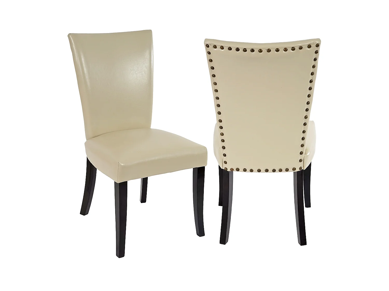 Chaise de salle à manger Edinburgh (lot de 2),  similicuir crème, pieds foncés