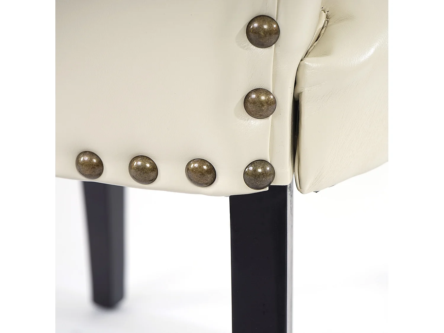 Set 2x sedie retrò eleganti Chesterfield ecopelle sala pranzo 62x50x93cm avorio piedi scuri