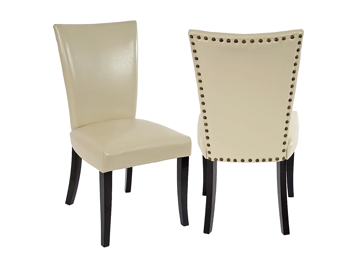 Eetkamerstoel Edinburgh (set van 2),  kunstleer, crème, donkere poten