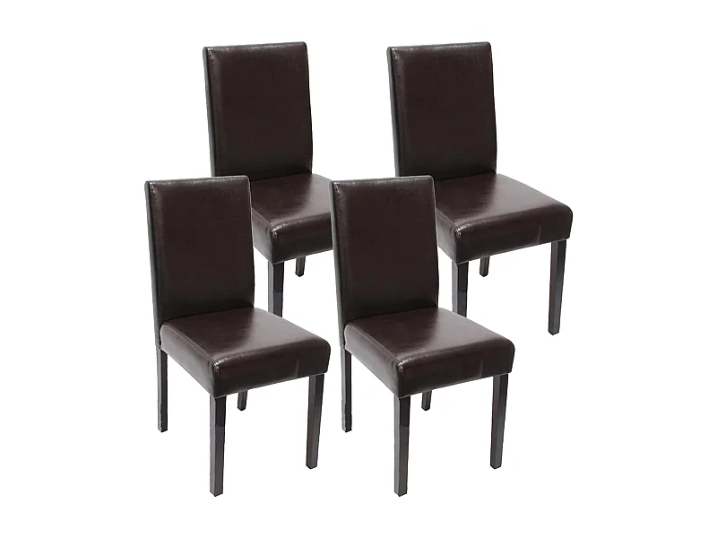 Set 4x sedie Littau ecopelle soggiorno cucina sala da pranzo 43x56x90cm marrone piedi scuri