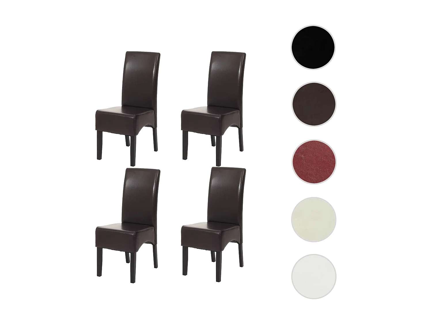 Set 4x sedie Littau ecopelle soggiorno cucina sala da pranzo 43x56x90cm marrone piedi scuri