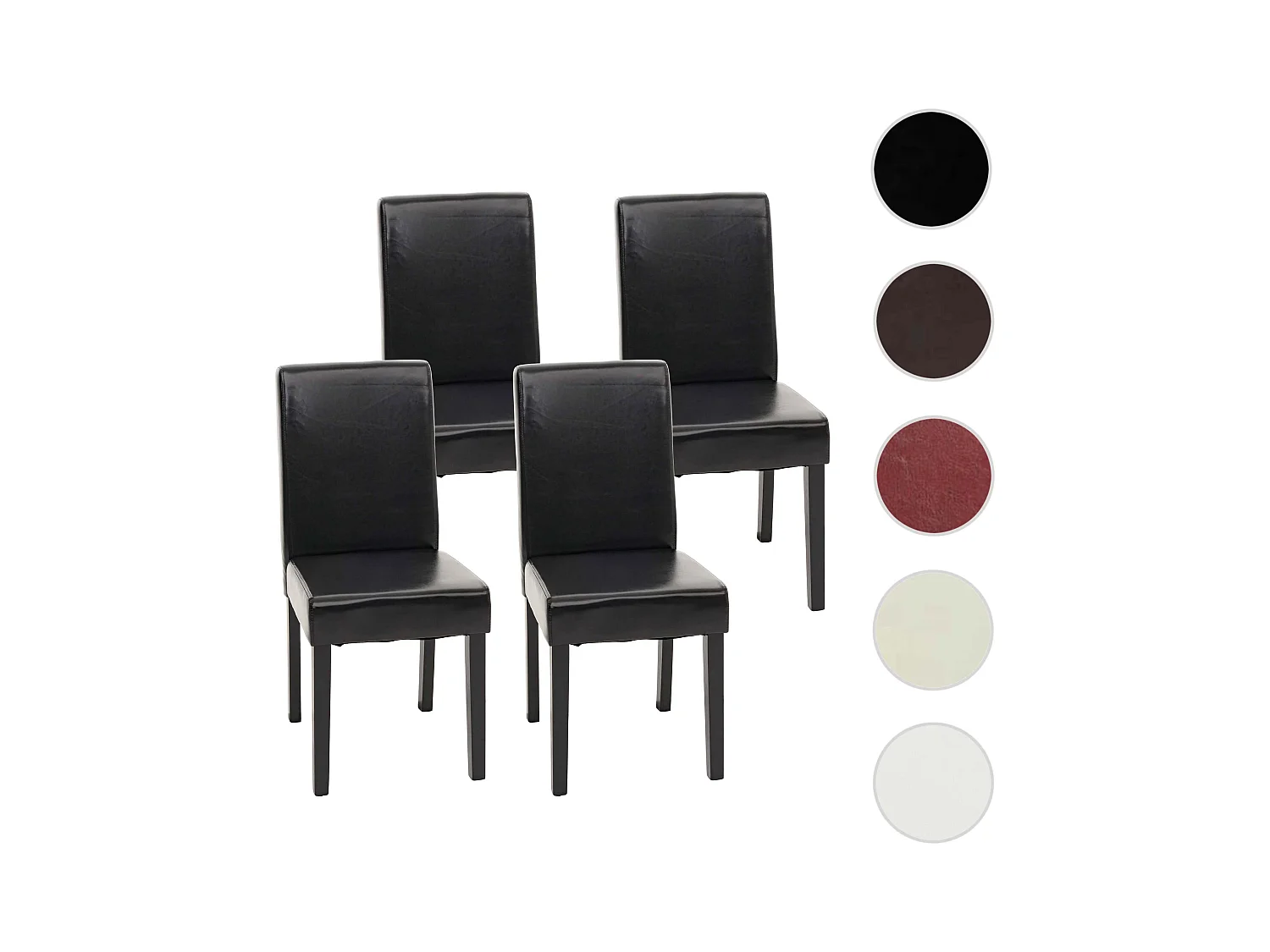 Eetkamerstoel Littau (set van 4),  leer, zwarte donkere poten