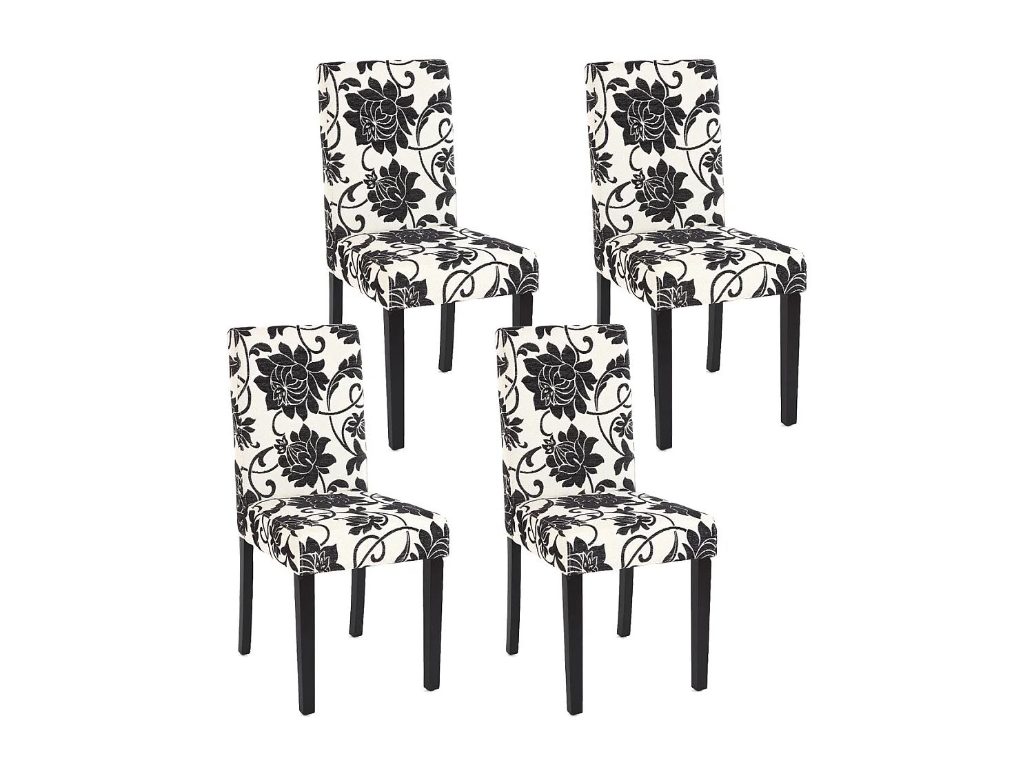 Eetkamerstoel Littau Schrift (set van 4),  textiel, jacquard, donkere poten