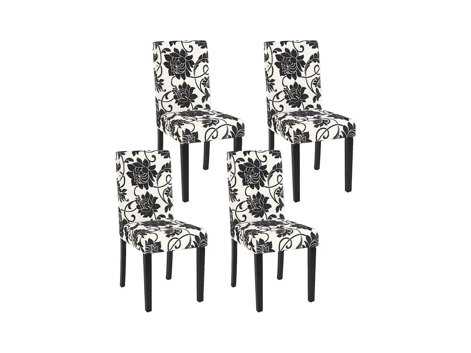 Chaise de salle à manger Littau Schrift (lot de 4),  tissu jacquard, pieds foncés