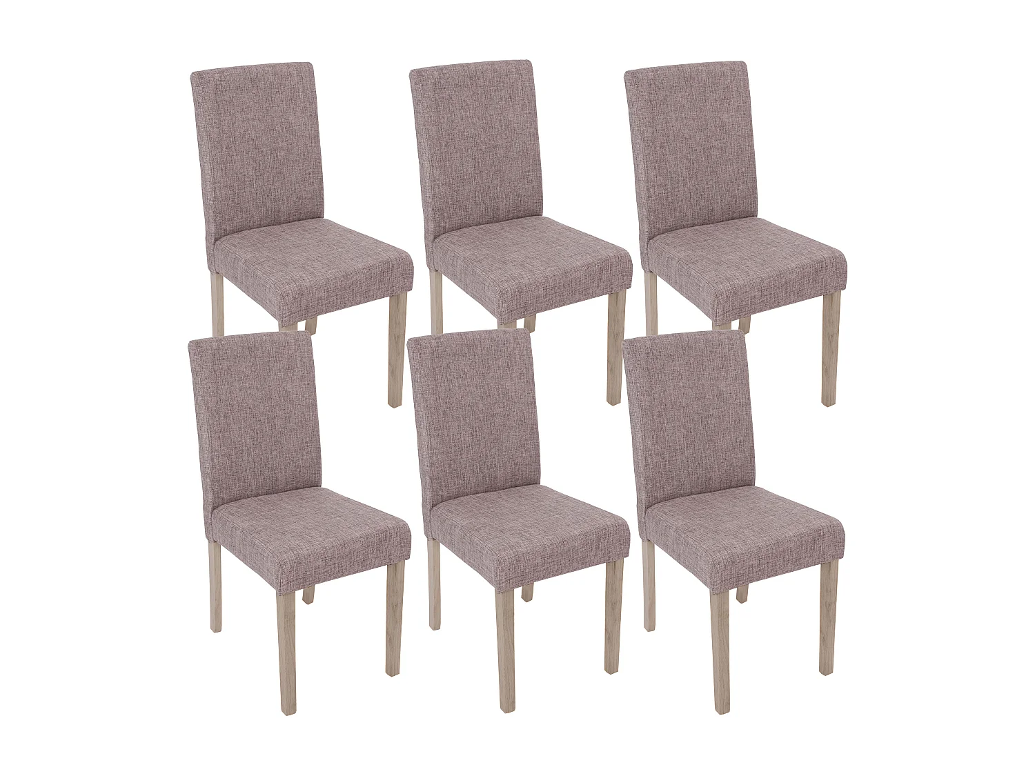 Chaise de salle à manger Littau Textil (lot de 6),  tissu gris, pieds: structure chêne