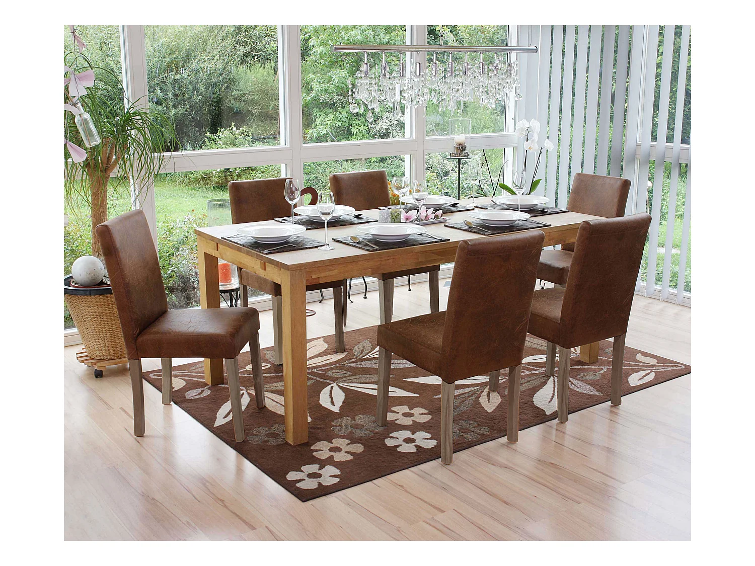 Chaise de salle à manger Littau Textil (lot de 6),  tissu, aspect daim, pieds: structure chêne